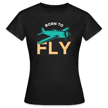 Né pour pilote d’aviation - T-shirt Femme - noir - Devant - AI Model Female 172 dark (172cm)