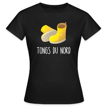 tongs du nord - T-shirt Femme - noir - Devant - AI Model Female 172 dark (172cm)