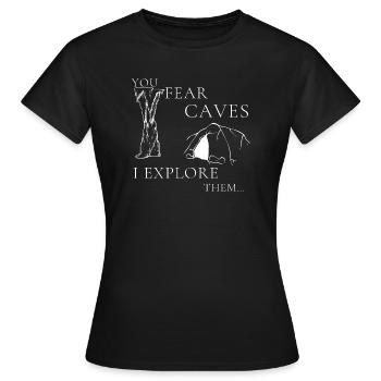 Cave explorer cave exploring - Women's T-Shirt - black - Front - AI Model Female 172 dark (172cm)