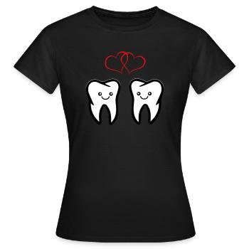 zähne verliebt - Frauen T-Shirt - Schwarz - Vorne - AI Model Female 172 dark (172cm)