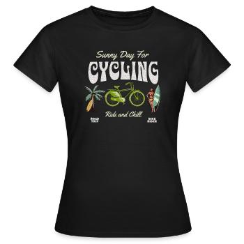 Journée ensoleillée pour faire du vélo - T-shirt Femme - noir - Devant - AI Model Female 172 dark (172cm)
