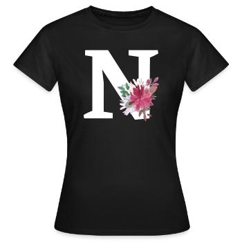Buchstabe n blumig - Frauen T-Shirt - Schwarz - Vorne - AI Model Female 172 dark (172cm)