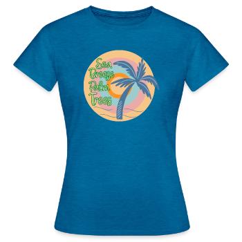 Sea breeze palm tress - Women's T-Shirt - antique blue sapphire heather - Front - AI Model Female 172 dark (172cm)