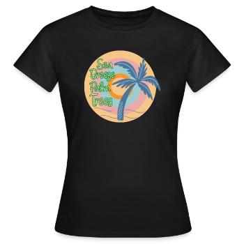 Sea breeze palm tress - Women's T-Shirt - black - Front - AI Model Female 172 dark (172cm)