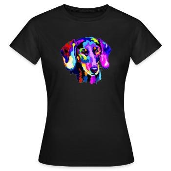 Teckel stylisé - T-shirt Femme - noir - Devant - AI Model Female 172 dark (172cm)