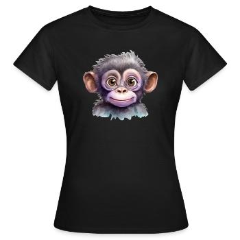 Monkey Watercolor Drawing - Women's T-Shirt - black - Front - AI Model Female 172 dark (172cm)
