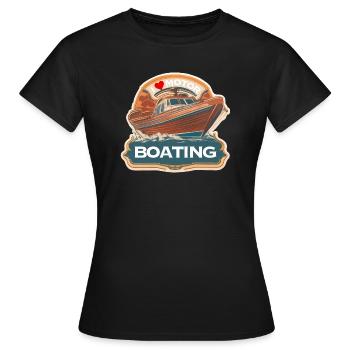 J’adore le bateau à moteur - T-shirt Femme - noir - Devant - AI Model Female 172 dark (172cm)