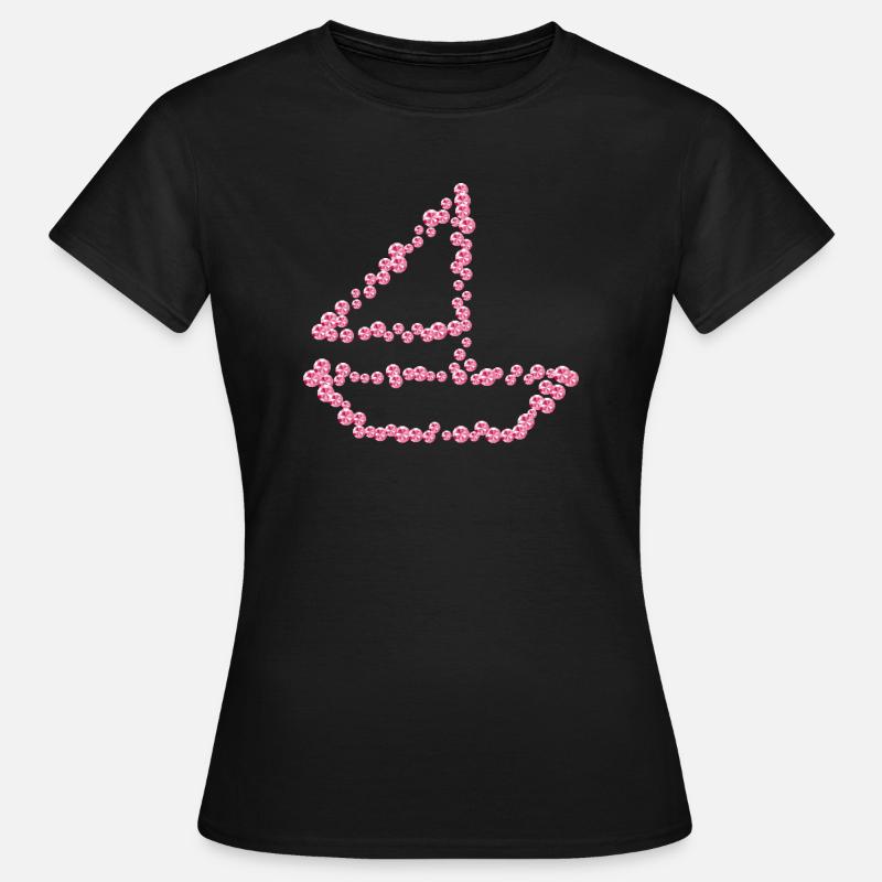 Barca a vela strass rosa V1 - Maglietta da donna - nero
