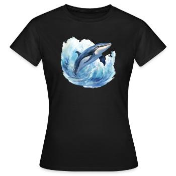 Wal in der Arktis Polarmeer blauer Ozean - Frauen T-Shirt - Schwarz - Vorne - AI Model Female 172 dark (172cm)