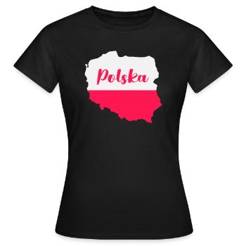 Pologne Polska - T-shirt Femme - noir - Devant - AI Model Female 172 dark (172cm)