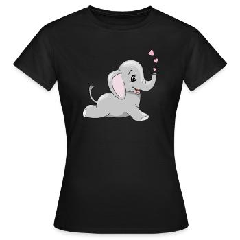Lying happy baby elephant - Women's T-Shirt - black - Front - AI Model Female 172 dark (172cm)