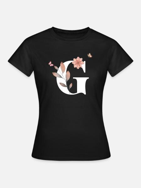 Buchstabe g Wildblumen Aquarelle - Frauen T-Shirt - Schwarz