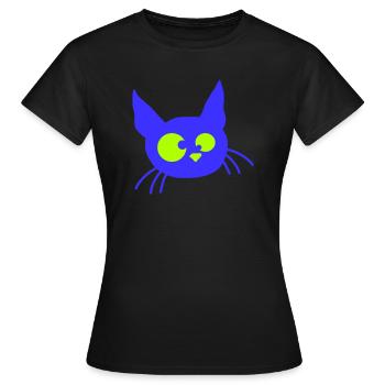 Crazy Cat Squints Funny Eyes Grimace Fun - Women's T-Shirt - black - Front - AI Model Female 172 dark (172cm)