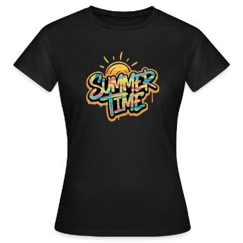 Sommerzeit - Frauen T-Shirt - Schwarz - Vorne - AI Model Female 172 dark (172cm)