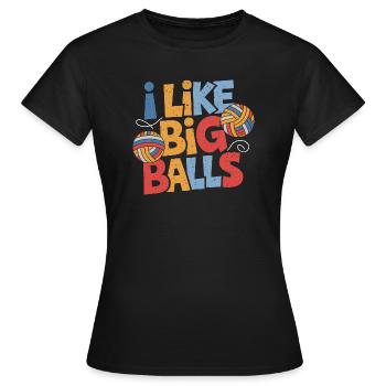 Knitting humor with cheeky charm - Women's T-Shirt - black - Front - AI Model Female 172 dark (172cm)