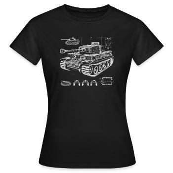 char d’assaut de la 2e guerre mondiale plan dessin de brevet - T-shirt Femme - noir - Devant - AI Model Female 172 dark (172cm)