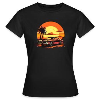 Classic Car Muscle-Car Retro Vintage - Frauen T-Shirt - Schwarz - Vorne - AI Model Female 172 dark (172cm)