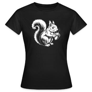 Eichhörnchen & Eichel: Waldbewohner - Frauen T-Shirt - Schwarz - Vorne - AI Model Female 172 dark (172cm)