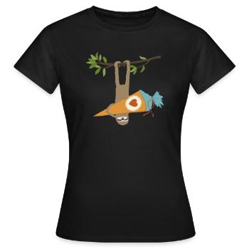Faultier mit Schultüte - Frauen T-Shirt - Schwarz - Vorne - AI Model Female 172 dark (172cm)