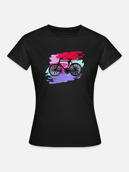 Fahrrad,bunt, malerei, klecks, illustration, pink, - Frauen T-Shirt - Schwarz