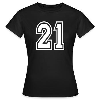21 numéro de maillot de sport, 21 numéro de dos - T-shirt Femme - noir - Devant - AI Model Female 172 dark (172cm)