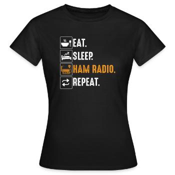Funkamateur - Contest KLeidung - Frauen T-Shirt - Schwarz - Vorne - AI Model Female 172 dark (172cm)