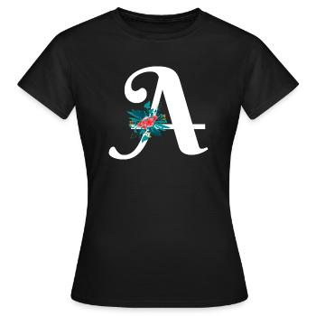 Buchstabe A blumig - Frauen T-Shirt - Schwarz - Vorne - AI Model Female 172 dark (172cm)