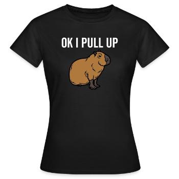 Ok je tire vers le haut - T-shirt Femme - noir - Devant - AI Model Female 172 dark (172cm)