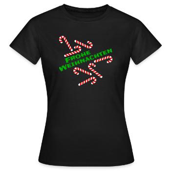 Zuckerstange Frohe Weihnachten Festtage Geschenk - Frauen T-Shirt - Schwarz - Vorne - AI Model Female 172 dark (172cm)