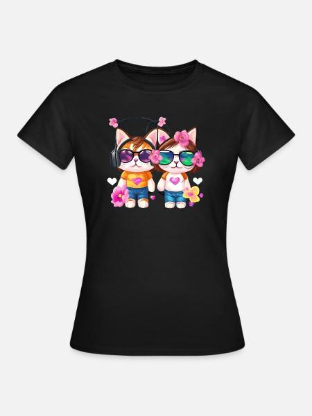 Cat friends - Women's T-Shirt - black
