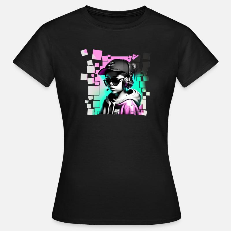 Madchen - Frauen T-Shirt - Schwarz