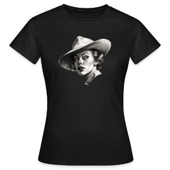 Vintage Vibes – Pin-up Beauty des années 20 - T-shirt Femme - noir - Devant - AI Model Female 172 dark (172cm)