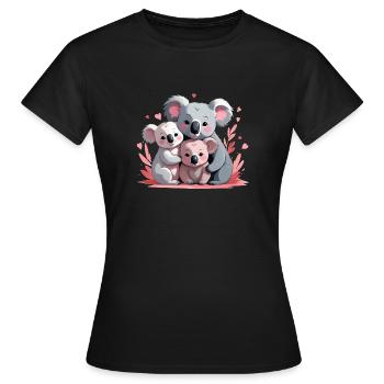 Three cute koalas - koala family - Women's T-Shirt - black - Front - AI Model Female 172 dark (172cm)