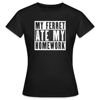 Mon furet a mangé mes devoirs - Cadeau furet - T-shirt Femme - noir - Devant - AI Model Female 172 dark (172cm)
