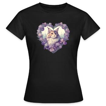 MaineCoon Iris - T-shirt Femme - noir - Devant - AI Model Female 172 dark (172cm)