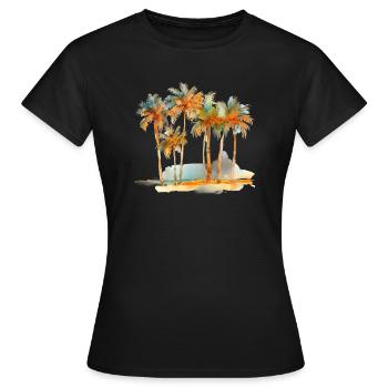 DIE INSEL DER SIEBEN PALMEN - Frauen T-Shirt - Schwarz - Vorne - AI Model Female 172 dark (172cm)