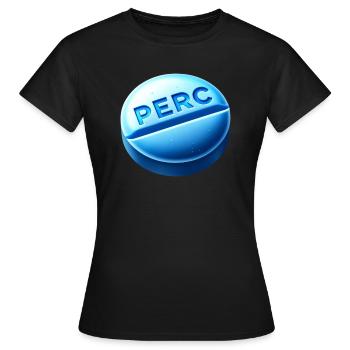 Percocet Pilule Bleue avec Gravure PERC - T-shirt Femme - noir - Devant - AI Model Female 172 dark (172cm)