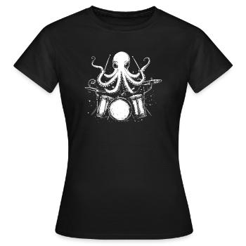 Octopus Kraken Drums Drums Musique - T-shirt Femme - noir - Devant - AI Model Female 172 dark (172cm)