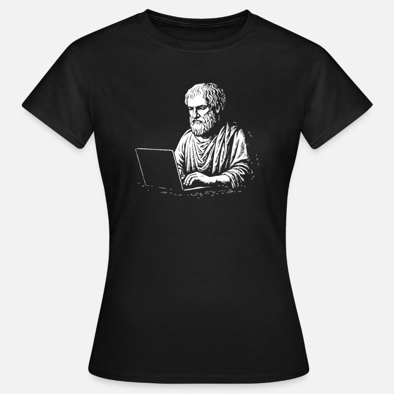 Aristotele che lavora al computer - Maglietta da donna - nero