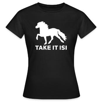 Prenez-le cadeau d'équitation islandais Isi - T-shirt Femme - noir - Devant - AI Model Female 172 dark (172cm)