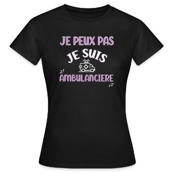 J'peux pas ambulancière Tee shirt ambulancier. - T-shirt Femme - noir - Devant - AI Model Female 172 dark (172cm)
