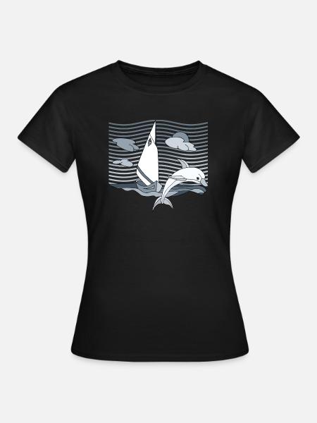 Segelboot - Frauen T-Shirt - Schwarz