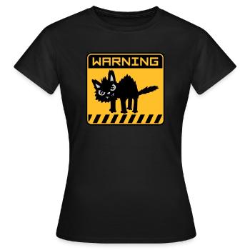 Avertissement chat dangereux - T-shirt Femme - noir - Devant - AI Model Female 172 dark (172cm)