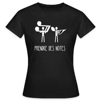 prendre des notes - T-shirt Femme - noir - Devant - AI Model Female 172 dark (172cm)