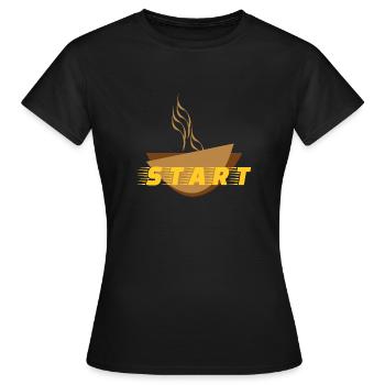 Start the day - Women's T-Shirt - black - Front - AI Model Female 172 dark (172cm)