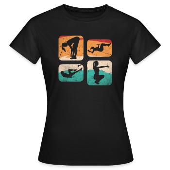 Retro-Sport-Fitness - Frauen T-Shirt - Schwarz - Vorne - AI Model Female 172 dark (172cm)