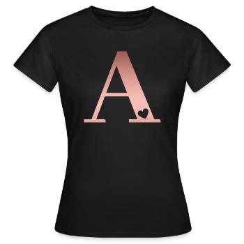 Brief an Roségold - Frauen T-Shirt - Schwarz - Vorne - AI Model Female 172 dark (172cm)