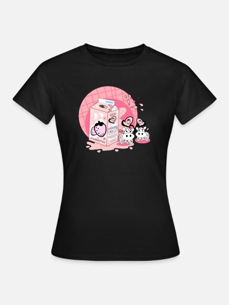 Erdbeer Milchshake Karton rosa - Frauen T-Shirt - Schwarz