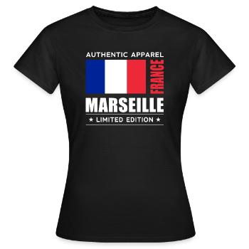 Marseille - Frauen T-Shirt - Schwarz - Vorne - AI Model Female 172 dark (172cm)