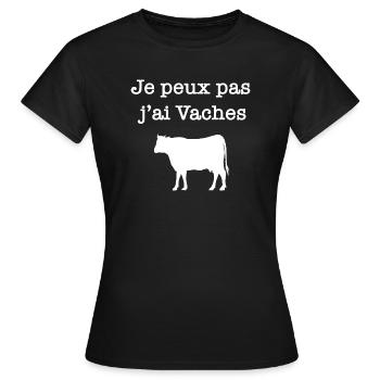 Je peux pas j’ai vaches - T-shirt Femme - noir - Devant - AI Model Female 172 dark (172cm)